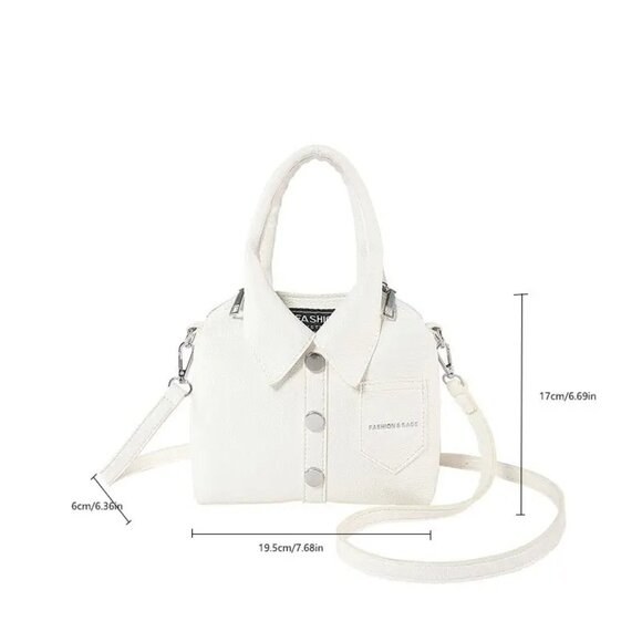 Blue Trendy Stylish Shirt-Inspired Handbag or Shoulder Bag w/Adjustable strap - Picture 8 of 10